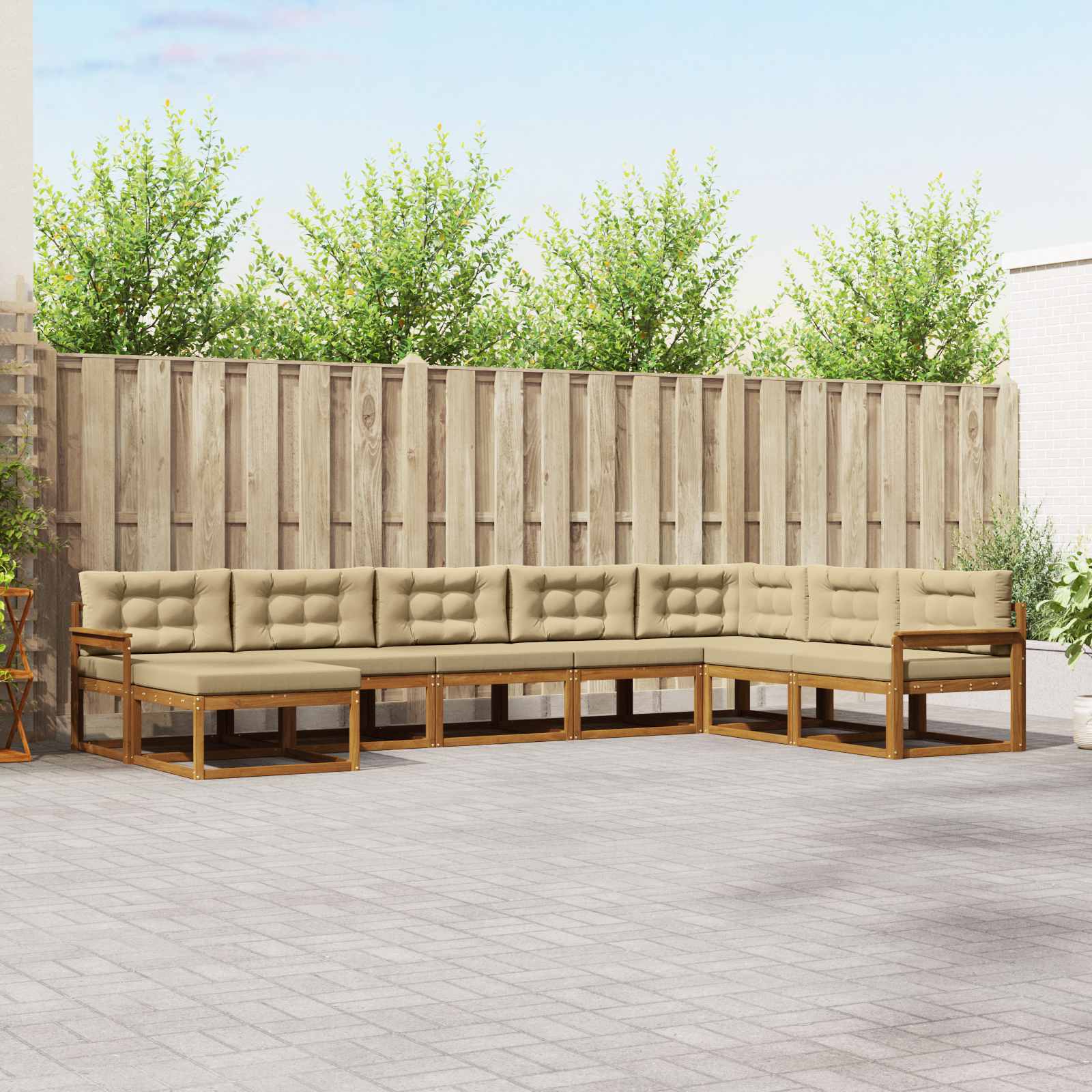 vidaXL Outdoor-Sofagarnitur mit Kissen 8 pcs Natur und Beige