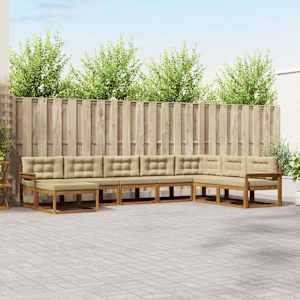 Zunanja garnitura za sedenje z blazino 8 pcs Naravna in bež