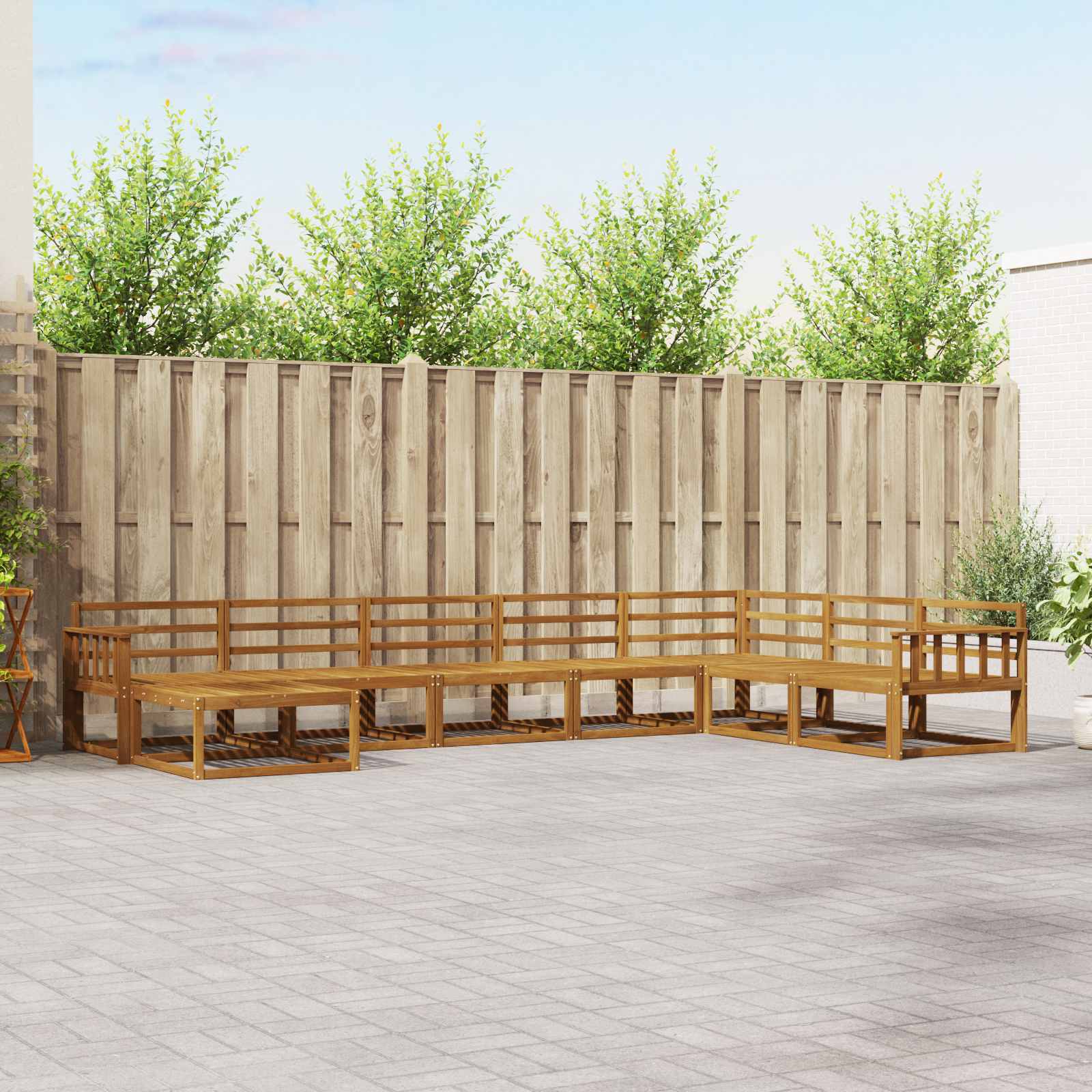 vidaXL Set de canapele de exterior 8 pcs natural Lemn Solid de Acacia