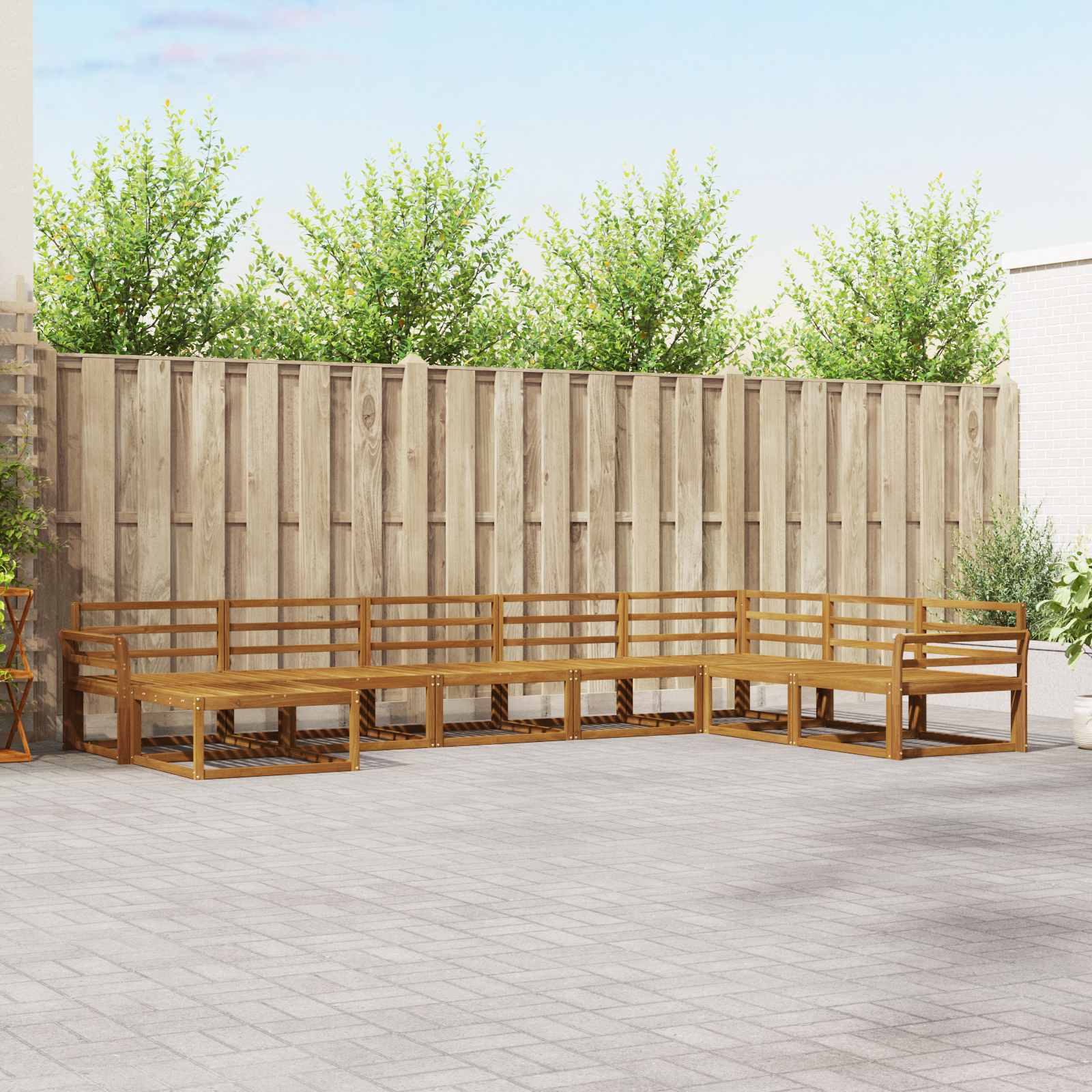 Buiten bankenset 8 pcs Naturel Massief Acaciahout image 1