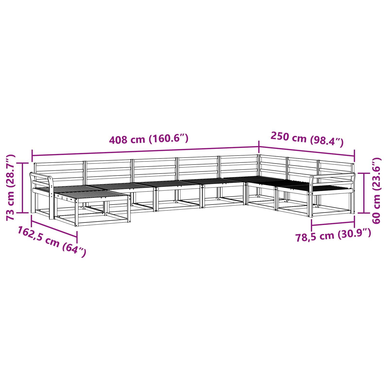 Buiten bankenset 8 pcs Naturel Massief Acaciahout image 8