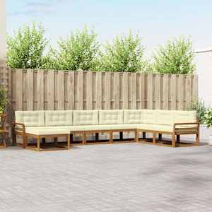 Zunanja garnitura za sedenje z blazino 8 pcs Naravna in smetana