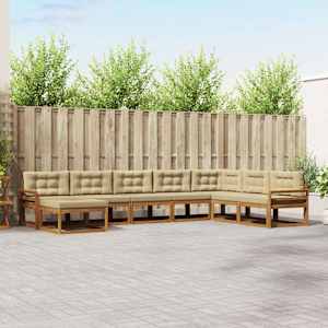 Zunanja garnitura za sedenje z blazino 8 pcs Naravna in bež