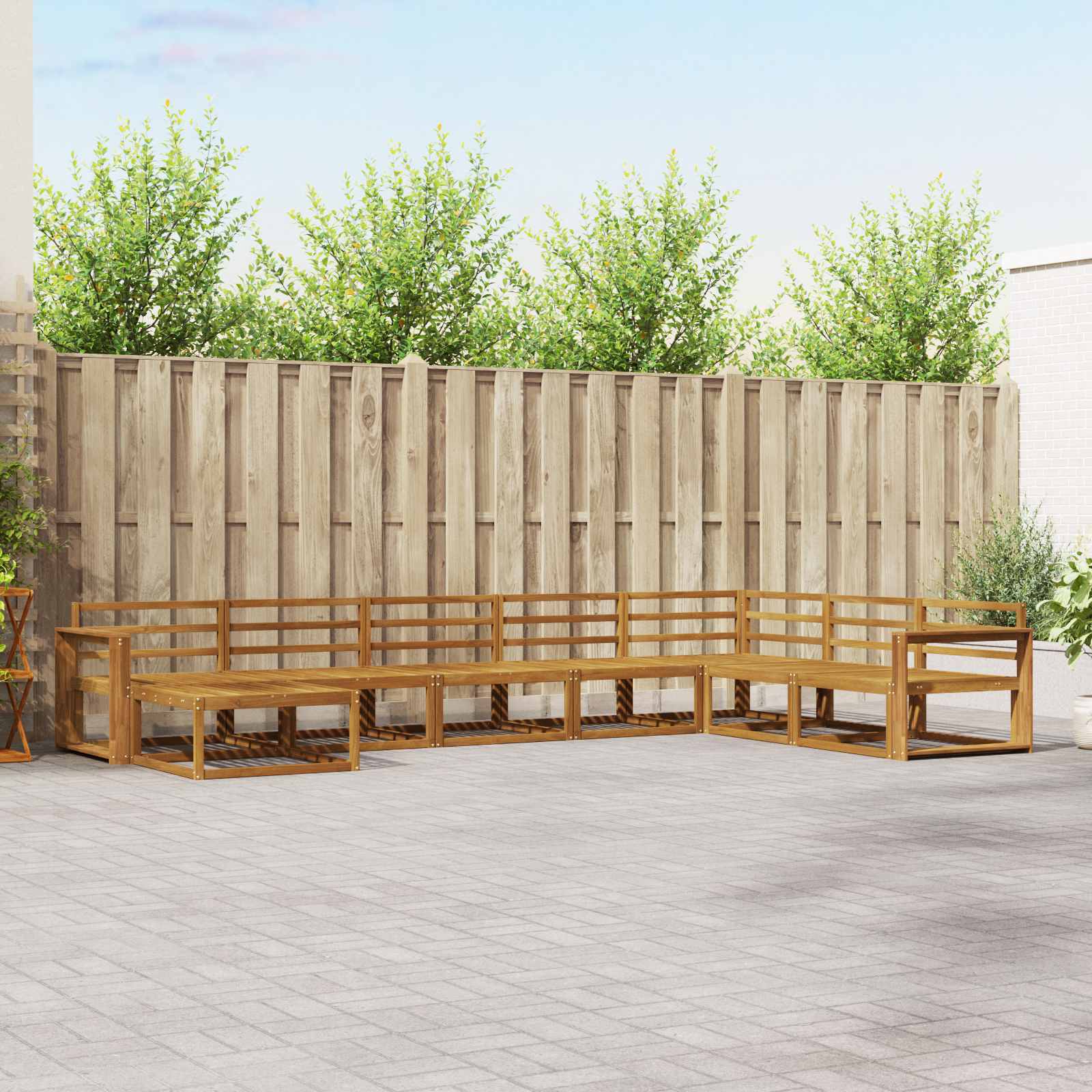 Buiten bankenset 8 pcs Naturel Massief Acaciahout image 1