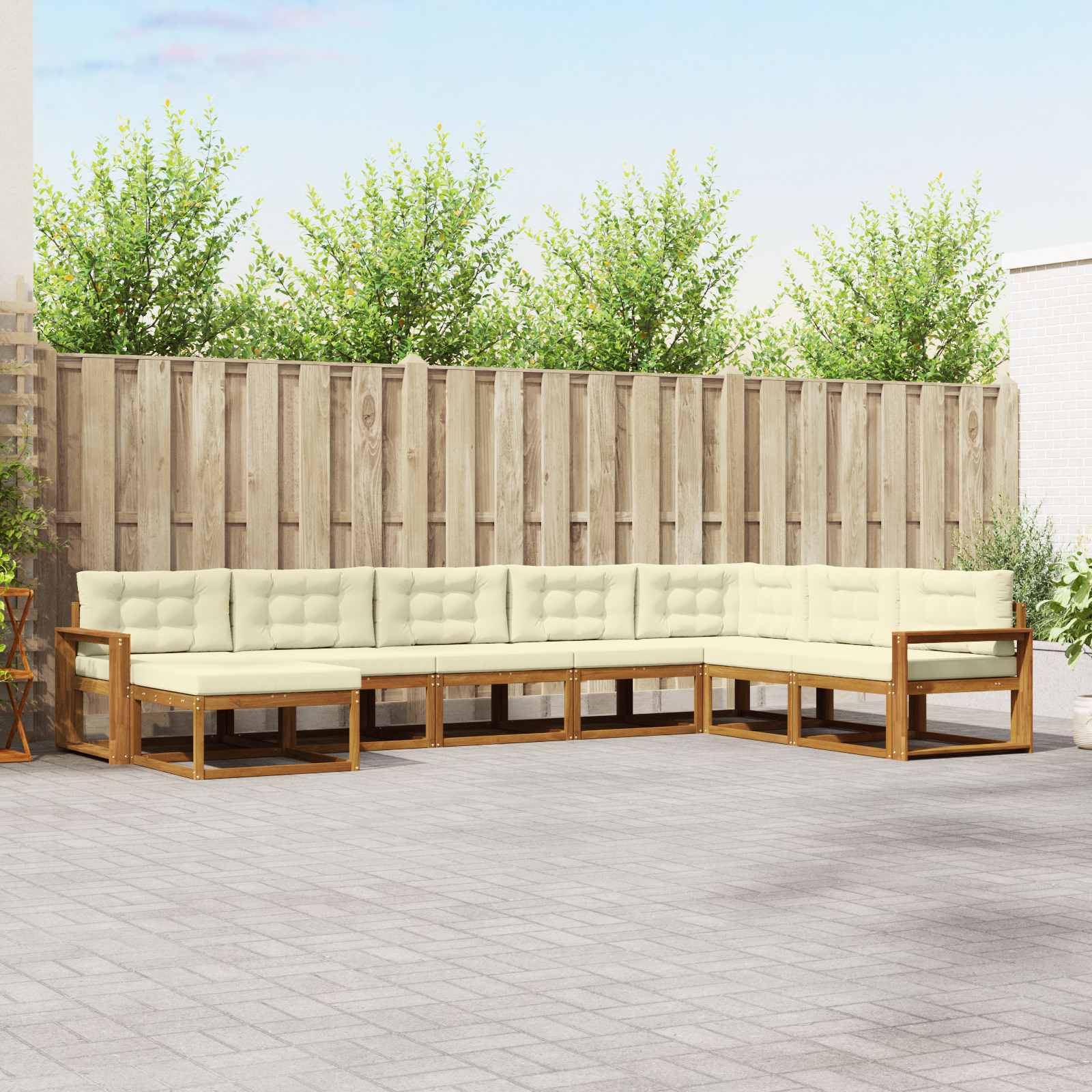 vidaXL Set de canapele de exterior cu pernă 8 pcs Natural și Crem