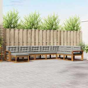 Zunanja garnitura za sedenje 8 pcs Naravna in svetlo siva