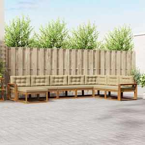 Zunanja garnitura za sedenje z blazino 8 pcs Naravna in bež