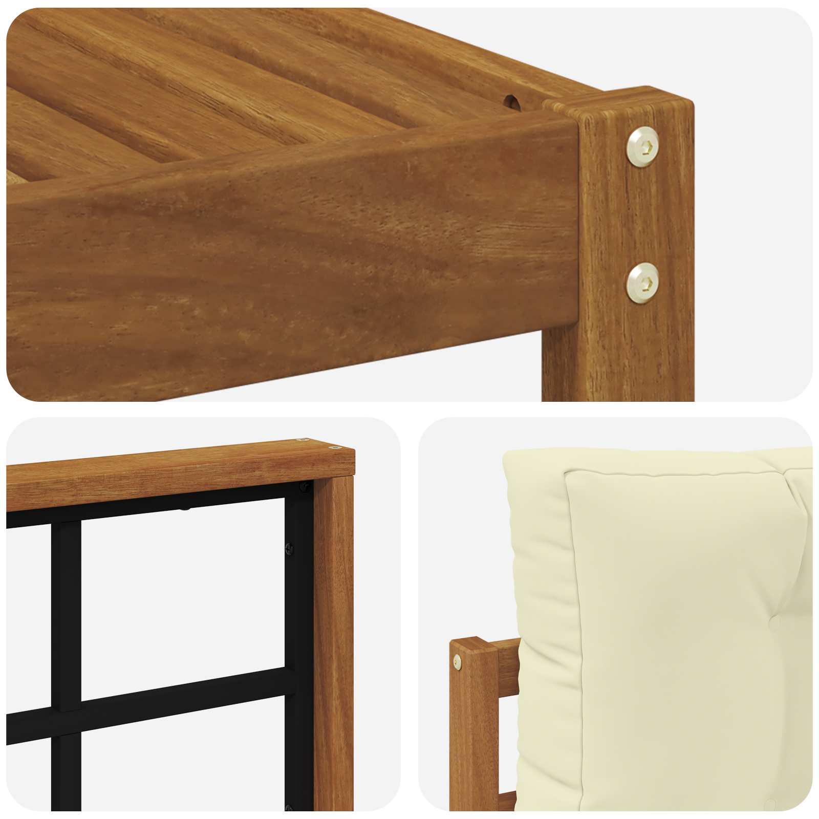 Zunanja garnitura za sedenje z blazino 8 pcs Naravna in smetana - slika 6