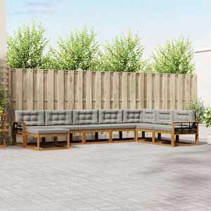 Zunanja garnitura za sedenje 8 pcs Naravna in svetlo siva