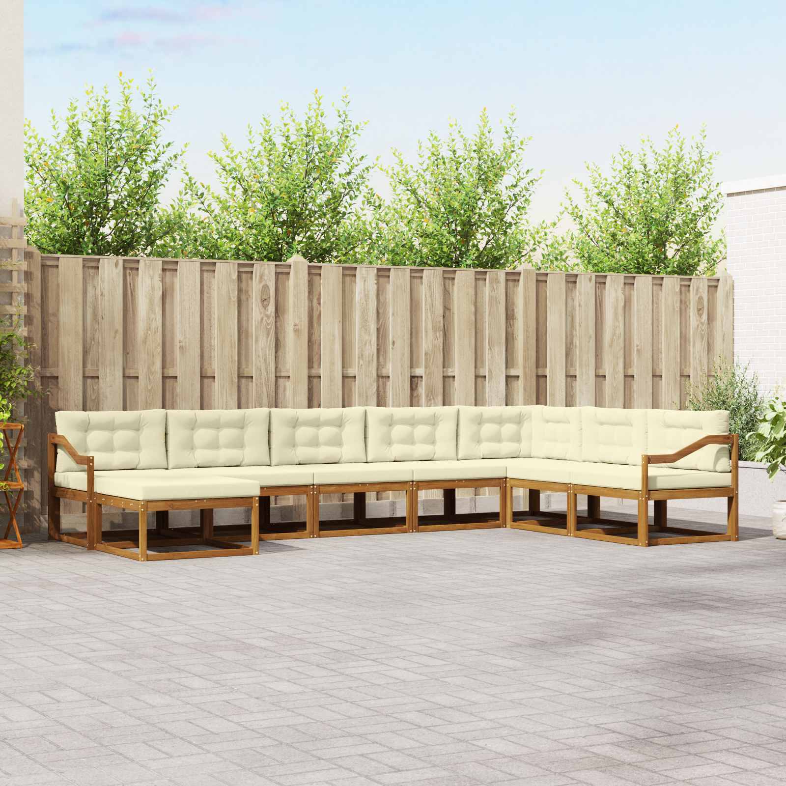 vidaXL Set de canapele de exterior cu pernă 8 pcs Natural și Crem