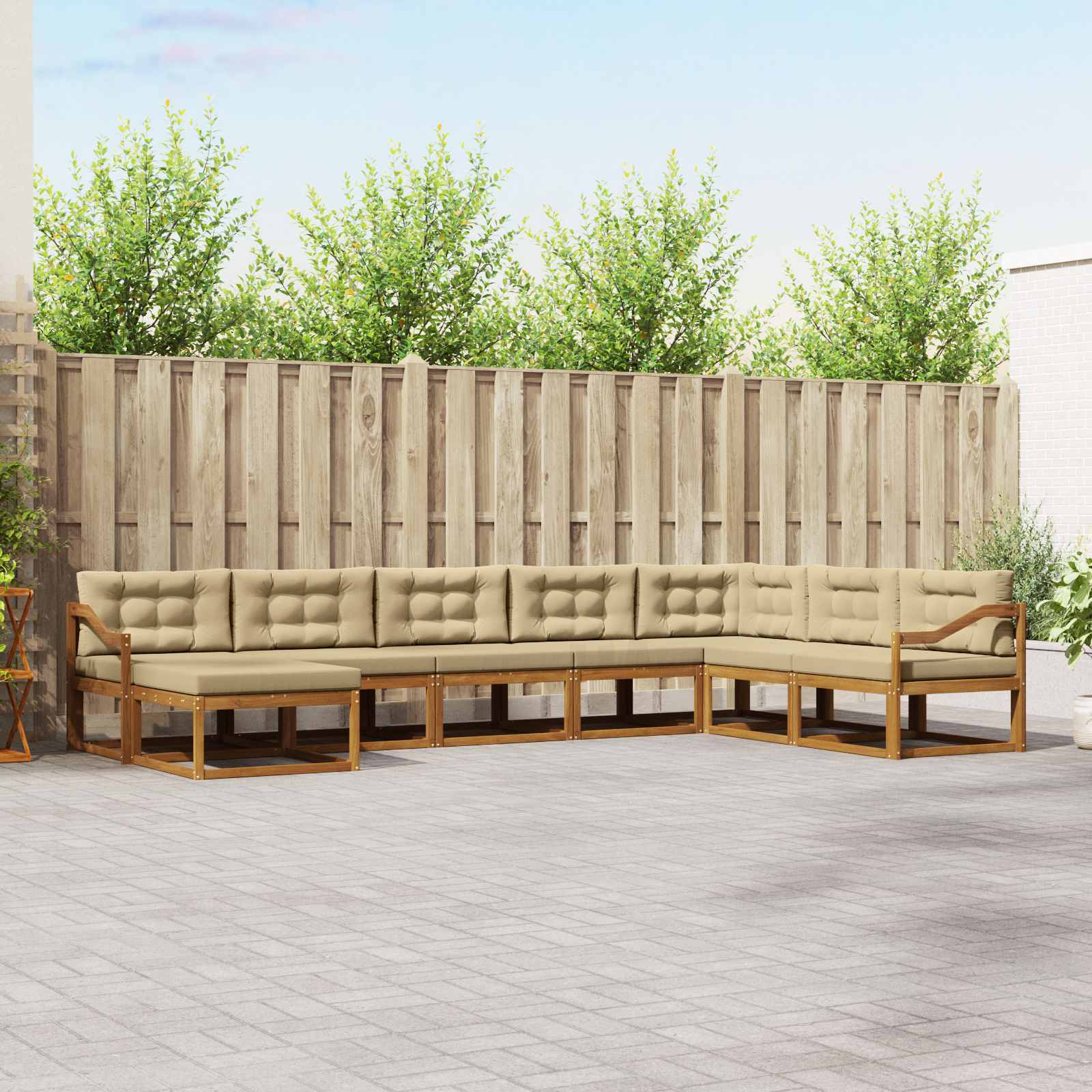 vidaXL Outdoor-Sofagarnitur mit Kissen 8 pcs Natur und Beige