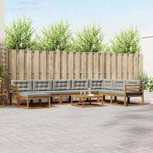 Zunanja garnitura za sedenje 9 pcs Naravna in svetlo siva