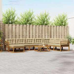 Zunanja garnitura za sedenje z blazino 9 pcs Naravna in bež