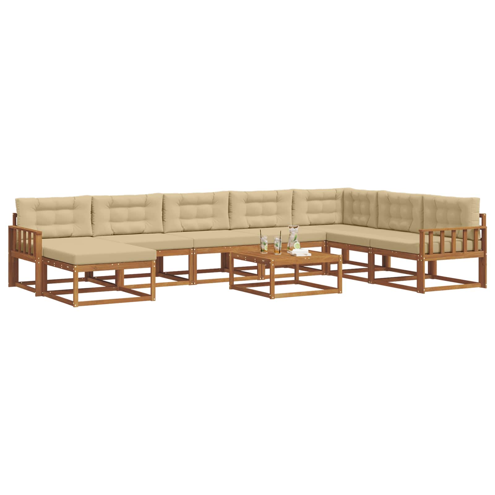 vidaXL Outdoor-Sofagarnitur mit Kissen 9 pcs Natur und Beige – Bild 3