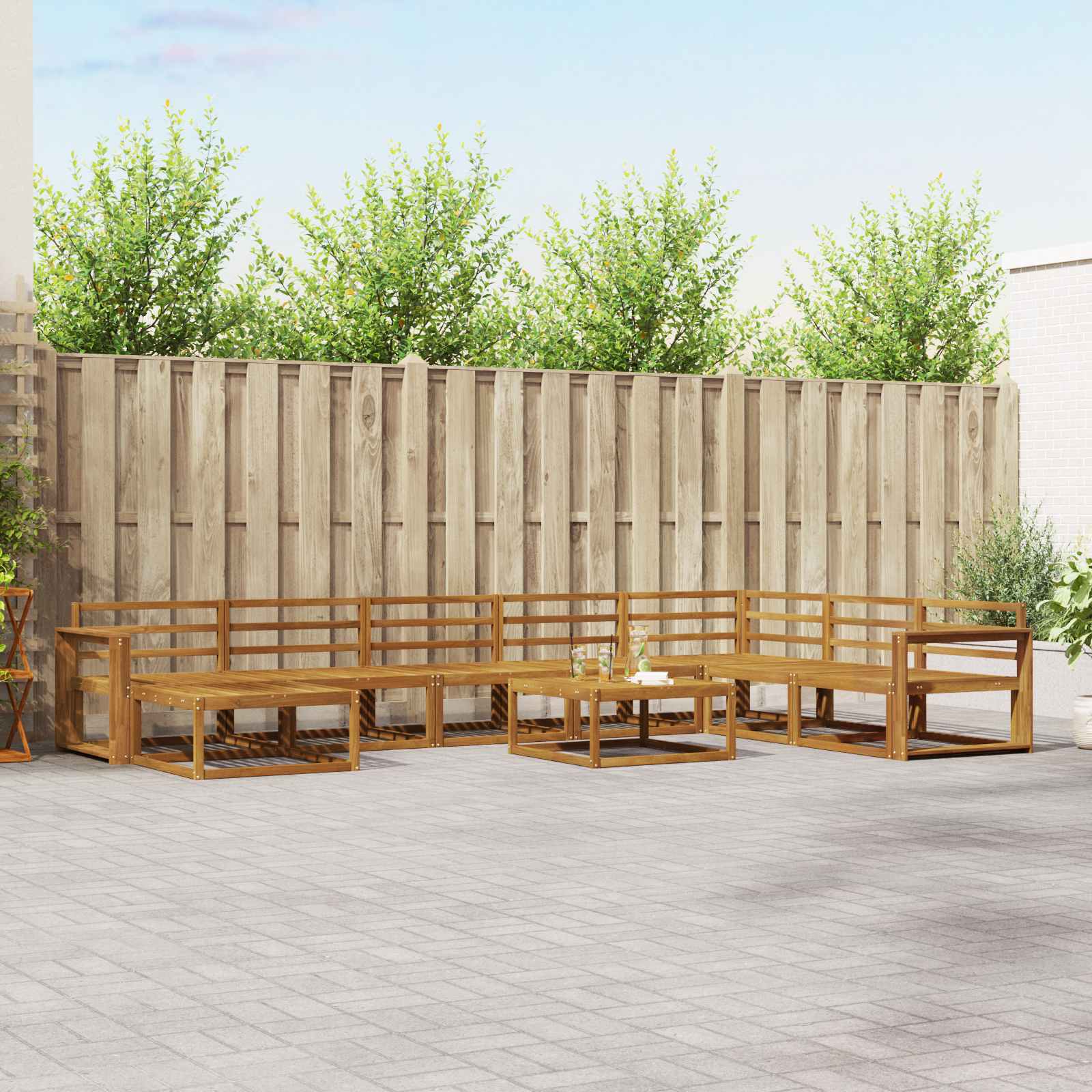 vidaXL Set de canapele de exterior 9 pcs natural Lemn Solid de Acacia