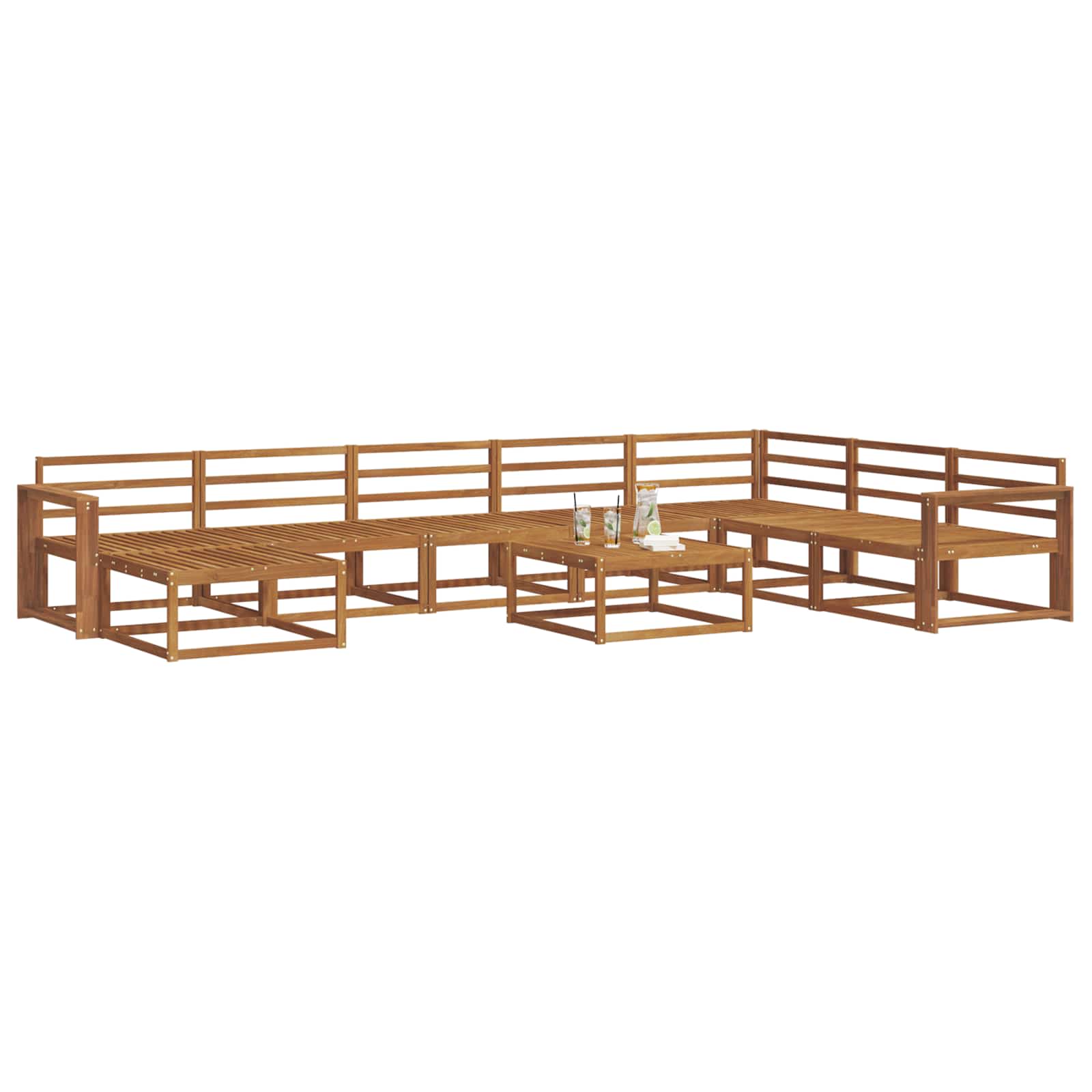 Buiten bankenset 9 pcs Naturel Massief Acaciahout image 3