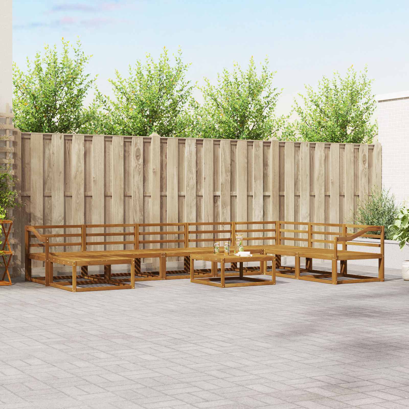 vidaXL Set de canapele de exterior 9 pcs natural Lemn Solid de Acacia