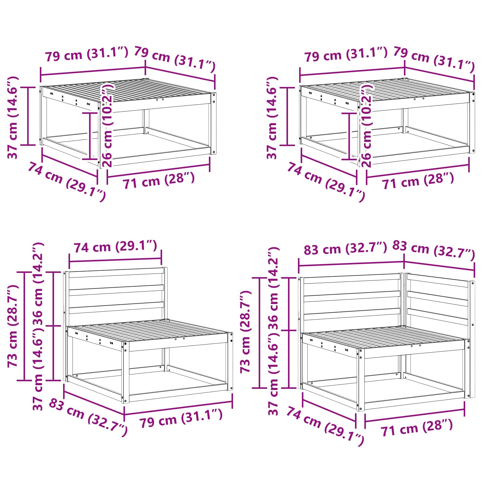 Buiten bankenset 9 pcs Naturel Massief Acaciahout image 11