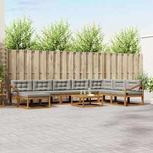 Zunanja garnitura za sedenje 9 pcs Naravna in svetlo siva