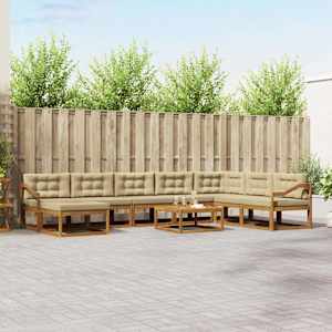 Zunanja garnitura za sedenje z blazino 9 pcs Naravna in bež