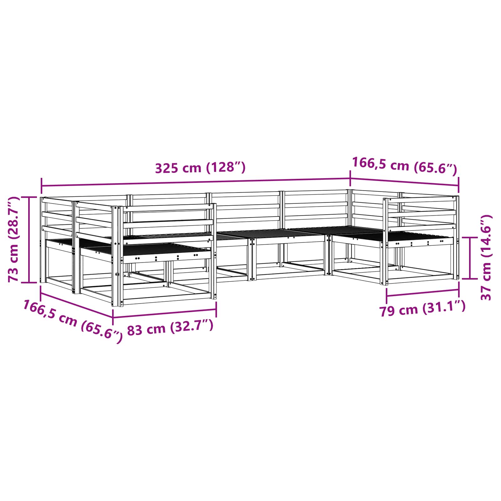 Zunanja garnitura za sedenje 6 pcs Naravna Masiven les akacije - slika 6