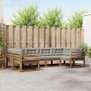 Zunanja garnitura za sedenje 6 pcs Naravna in svetlo siva