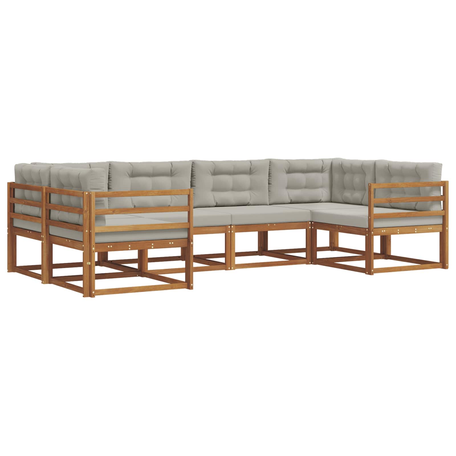 Thumbnail - vidaXL Outdoor-Sofagarnitur mit Kissen 6 pcs Natürlich und Hellgrau