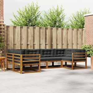 Zunanja garnitura za sedenje 6 pcs Naravna in antracitna