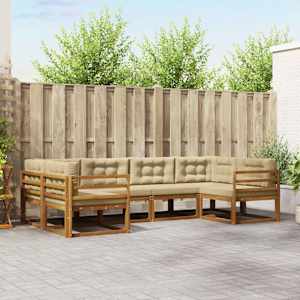 Zunanja garnitura za sedenje z blazino 6 pcs Naravna in bež