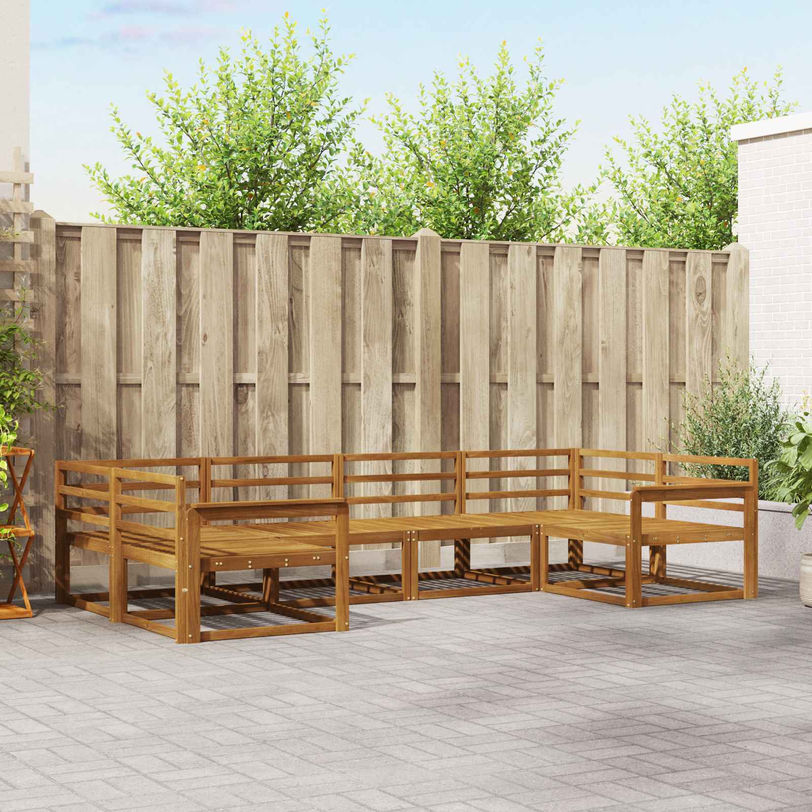 Buiten bankenset 6 pcs Naturel Massief Acaciahout image 1