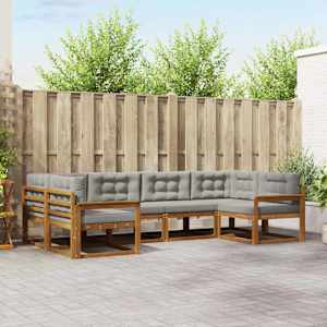 Zunanja garnitura za sedenje 6 pcs Naravna in svetlo siva