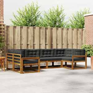 Zunanja garnitura za sedenje 6 pcs Naravna in antracitna