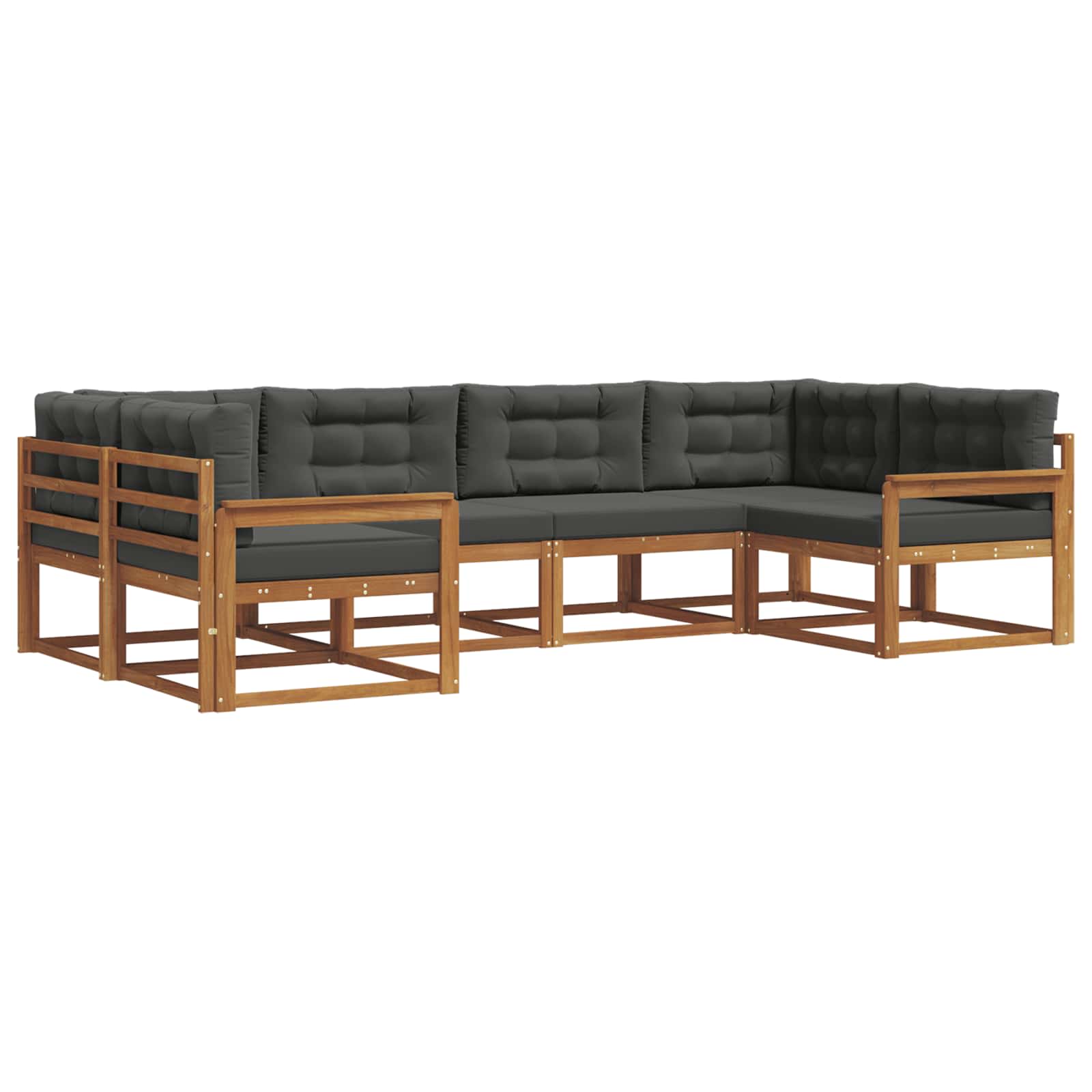 Zunanja garnitura za sedenje 6 pcs Naravna in antracitna - slika 2