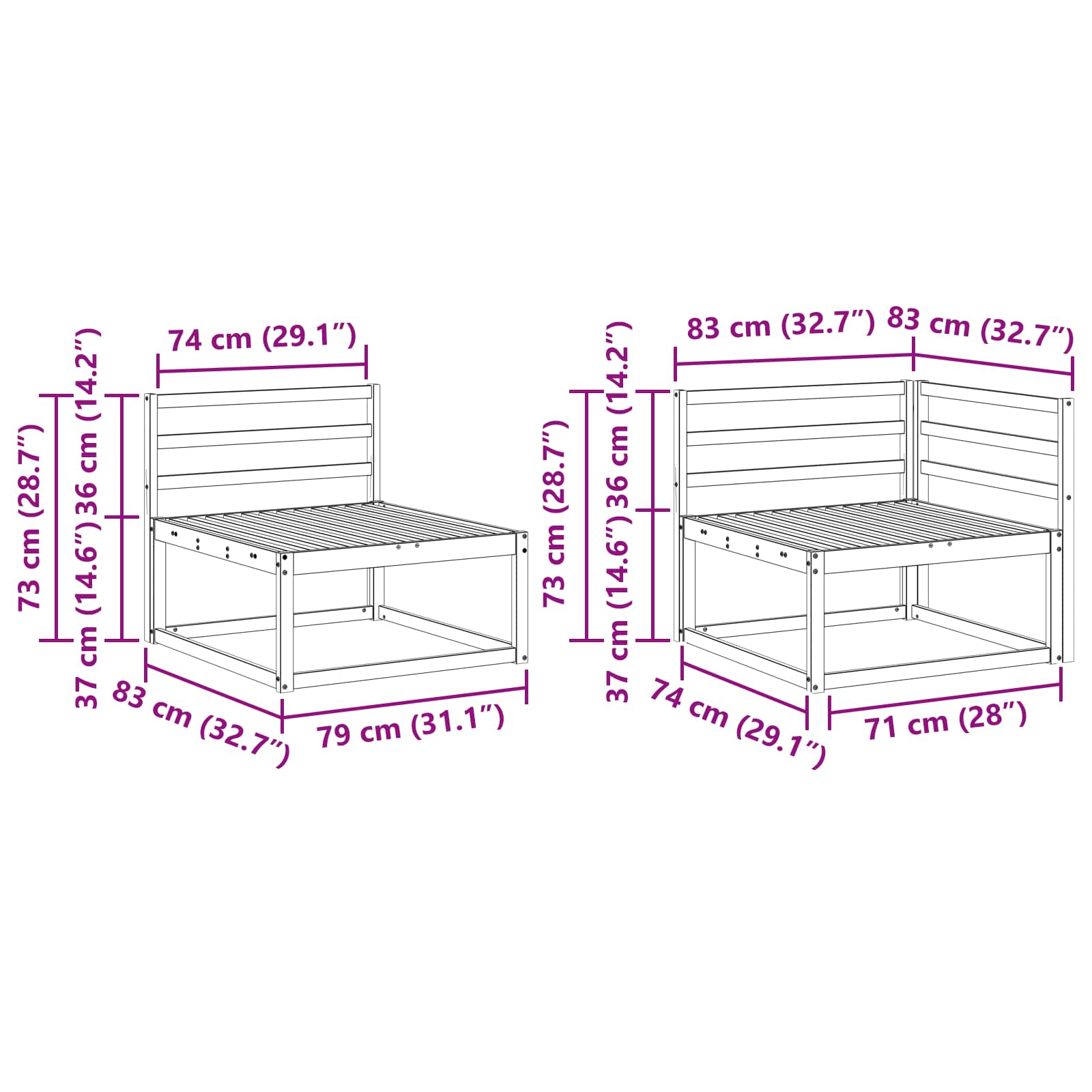 Zunanja garnitura za sedenje 6 pcs Naravna Masiven les akacije - slika 7