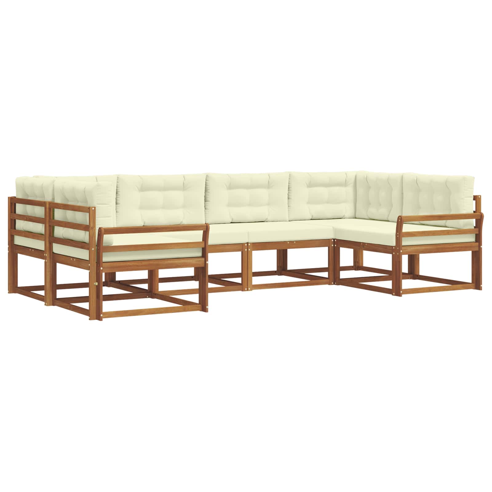 Zunanja garnitura za sedenje z blazino 6 pcs Naravna in smetana - slika 2