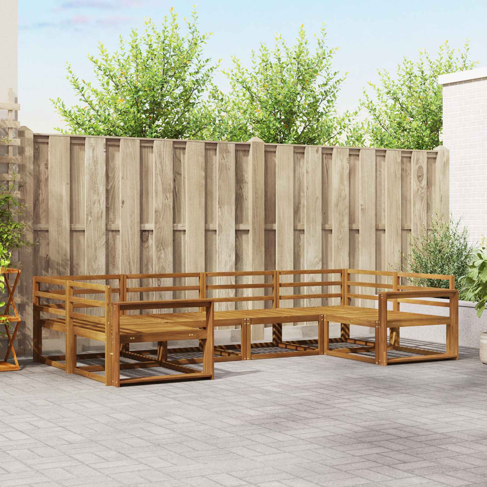 vidaXL Set de canapele de exterior 6 pcs natural Lemn Solid de Acacia