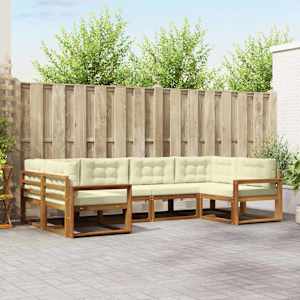 Zunanja garnitura za sedenje z blazino 6 pcs Naravna in smetana