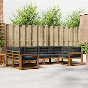 Zunanja garnitura za sedenje 6 pcs Naravna in antracitna