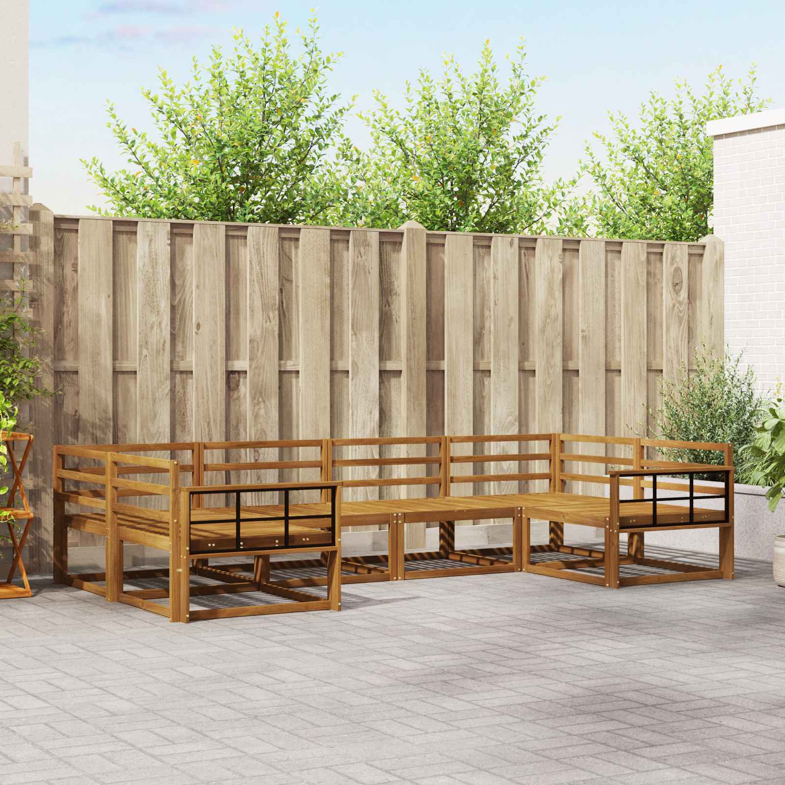 vidaXL Set de canapele de exterior 6 pcs natural Lemn Solid de Acacia