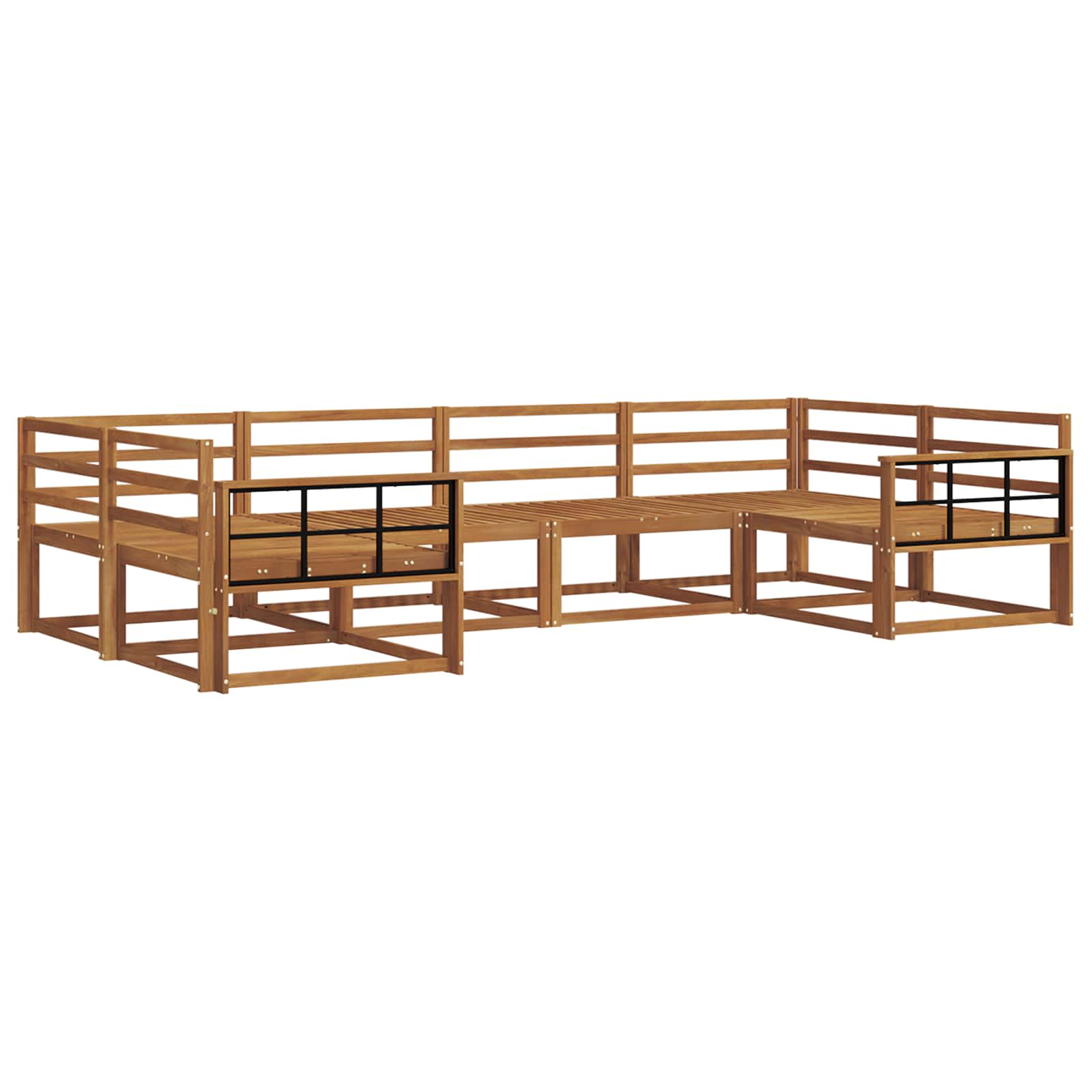 Zunanja garnitura za sedenje 6 pcs Naravna Masiven les akacije - slika 2