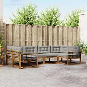 Zunanja garnitura za sedenje 6 pcs Naravna in svetlo siva