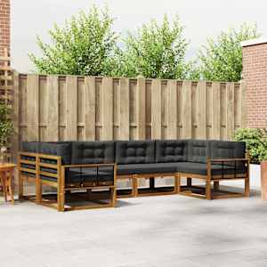 Zunanja garnitura za sedenje 6 pcs Naravna in antracitna