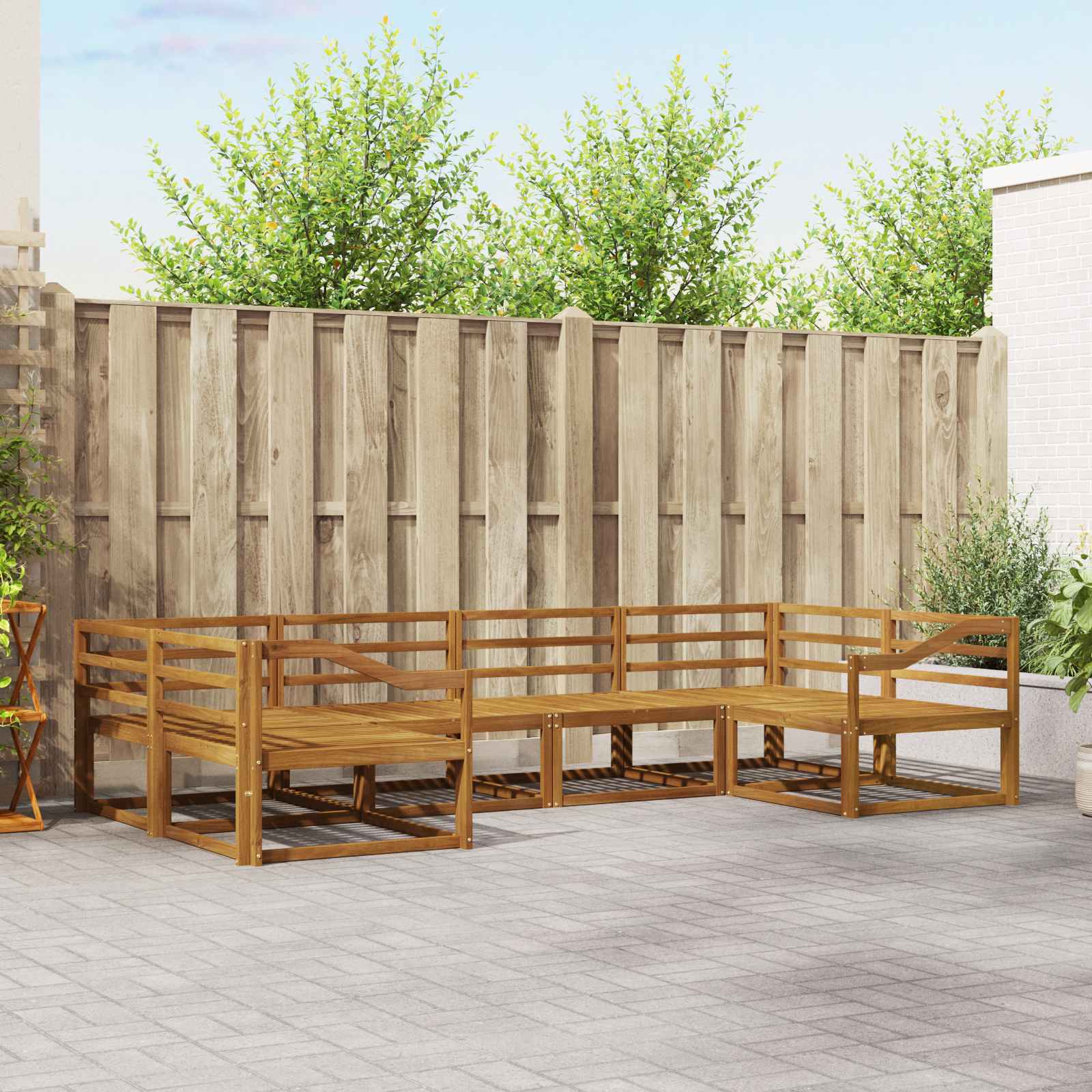 Buiten bankenset 6 pcs Naturel Massief Acaciahout image 1