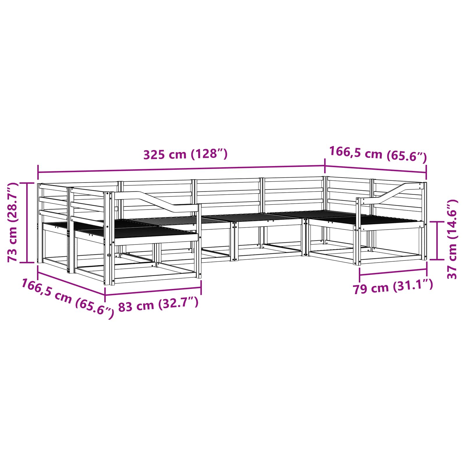 Buiten bankenset 6 pcs Naturel Massief Acaciahout image 6