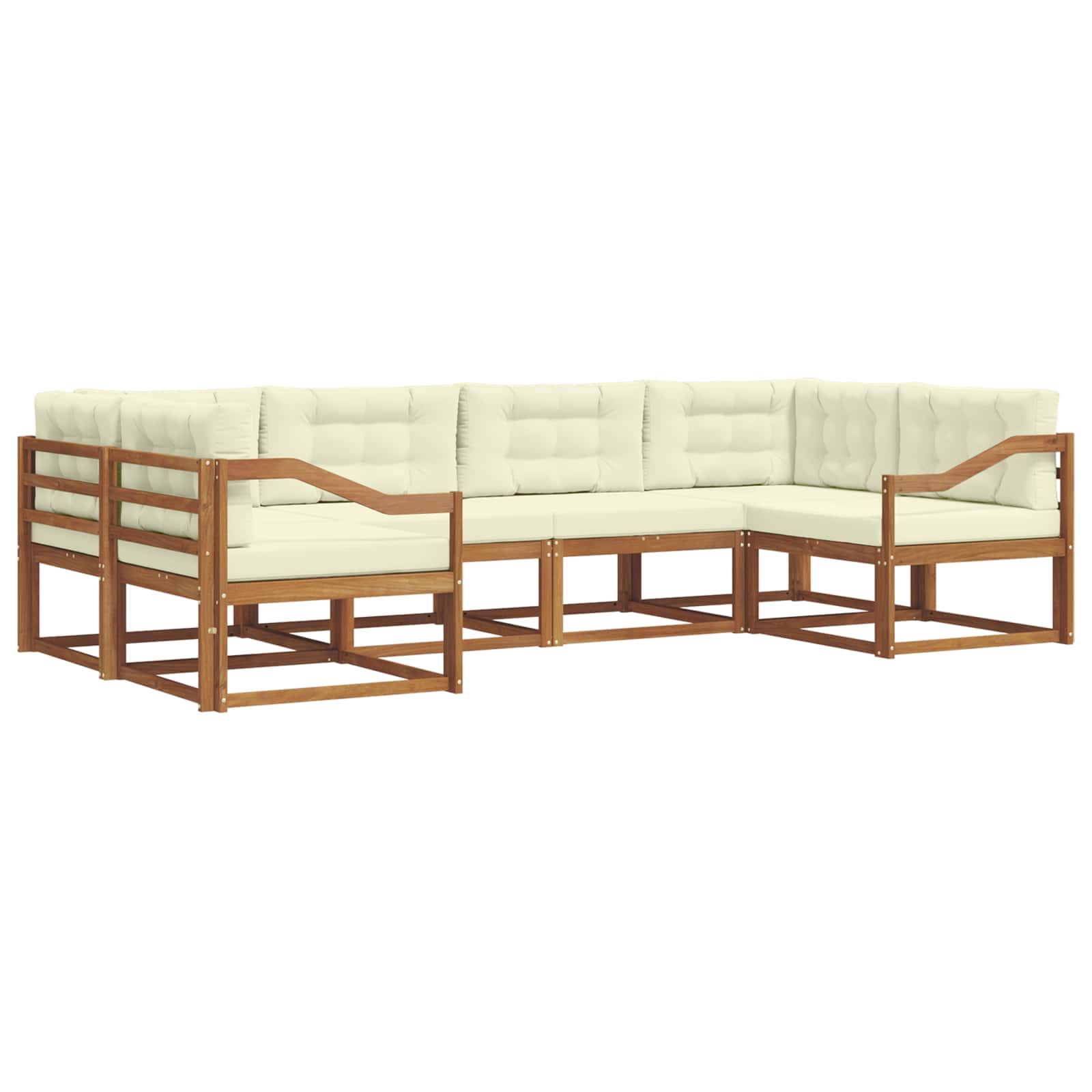 Zunanja garnitura za sedenje z blazino 6 pcs Naravna in smetana - slika 2