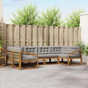 Zunanja garnitura za sedenje 6 pcs Naravna in svetlo siva