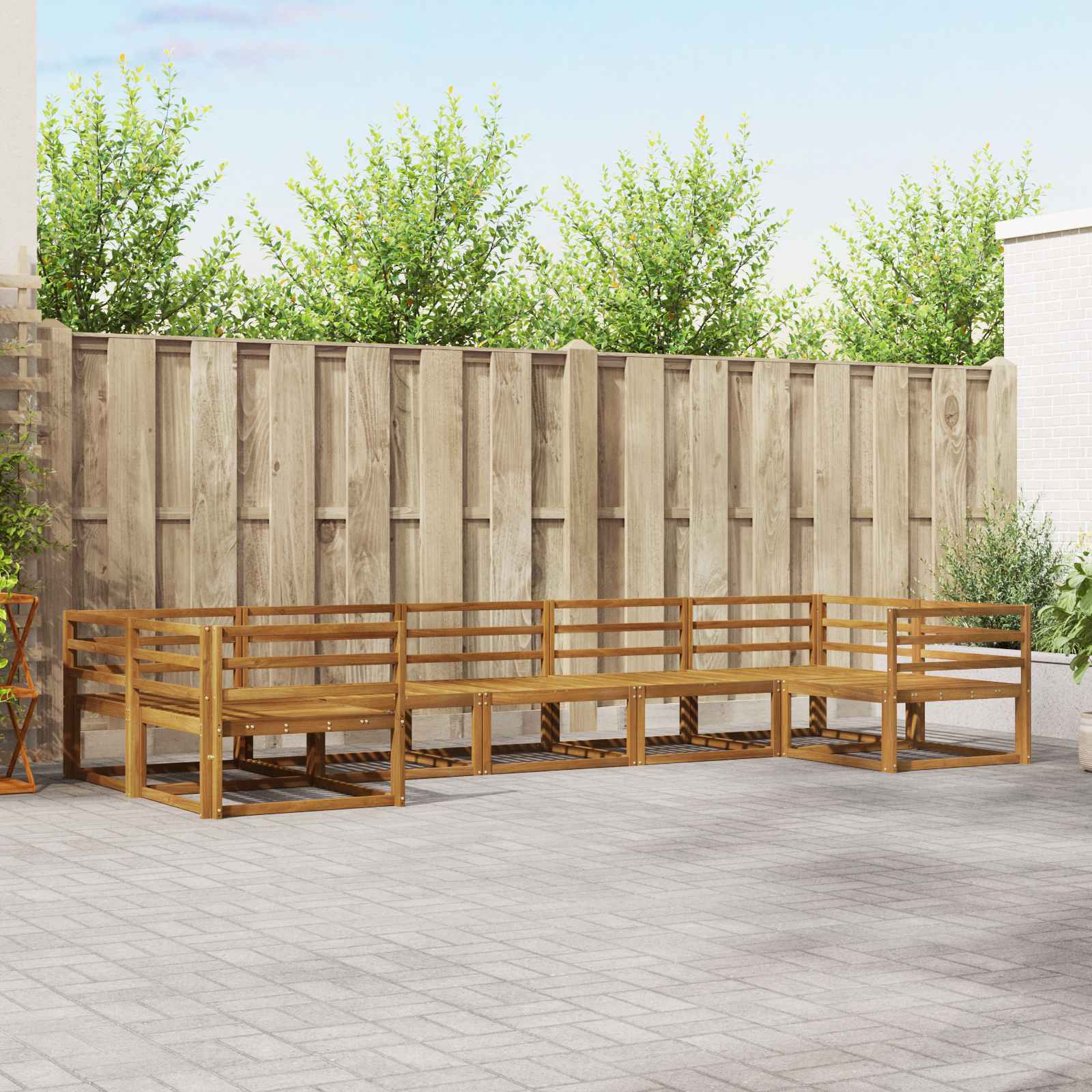 vidaXL Set de canapele de exterior 7 pcs natural Lemn Solid de Acacia