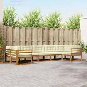 Zunanja garnitura za sedenje z blazino 7 pcs Naravna in smetana