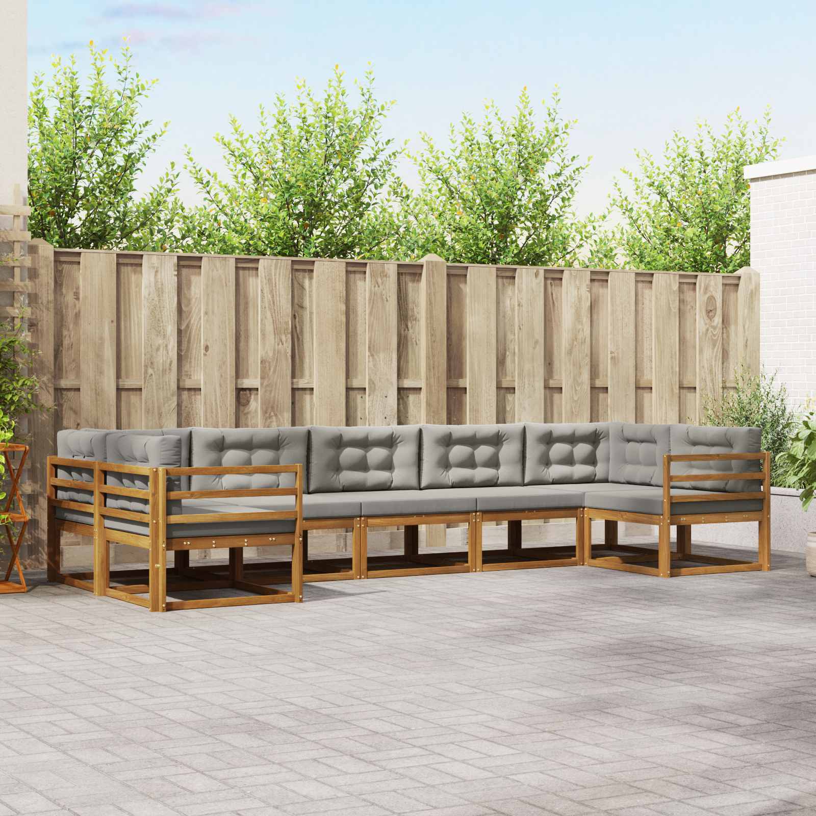 vidaXL Set de canapele de exterior 7 pcs Gri natural și deschis
