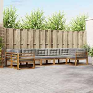 Zunanja garnitura za sedenje 7 pcs Naravna in svetlo siva